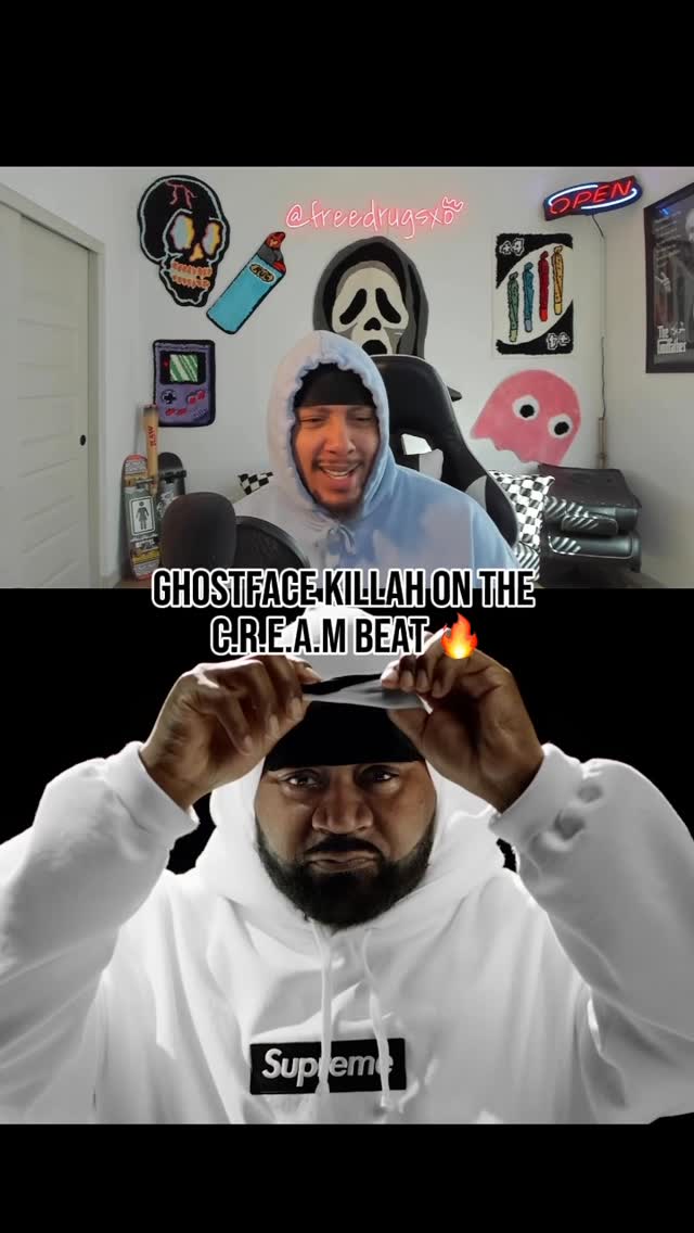Instagram post by @freedrugsxo for Supreme. Caption reads: We got Ghostface on the C.R.E.A.M beat before GTA....