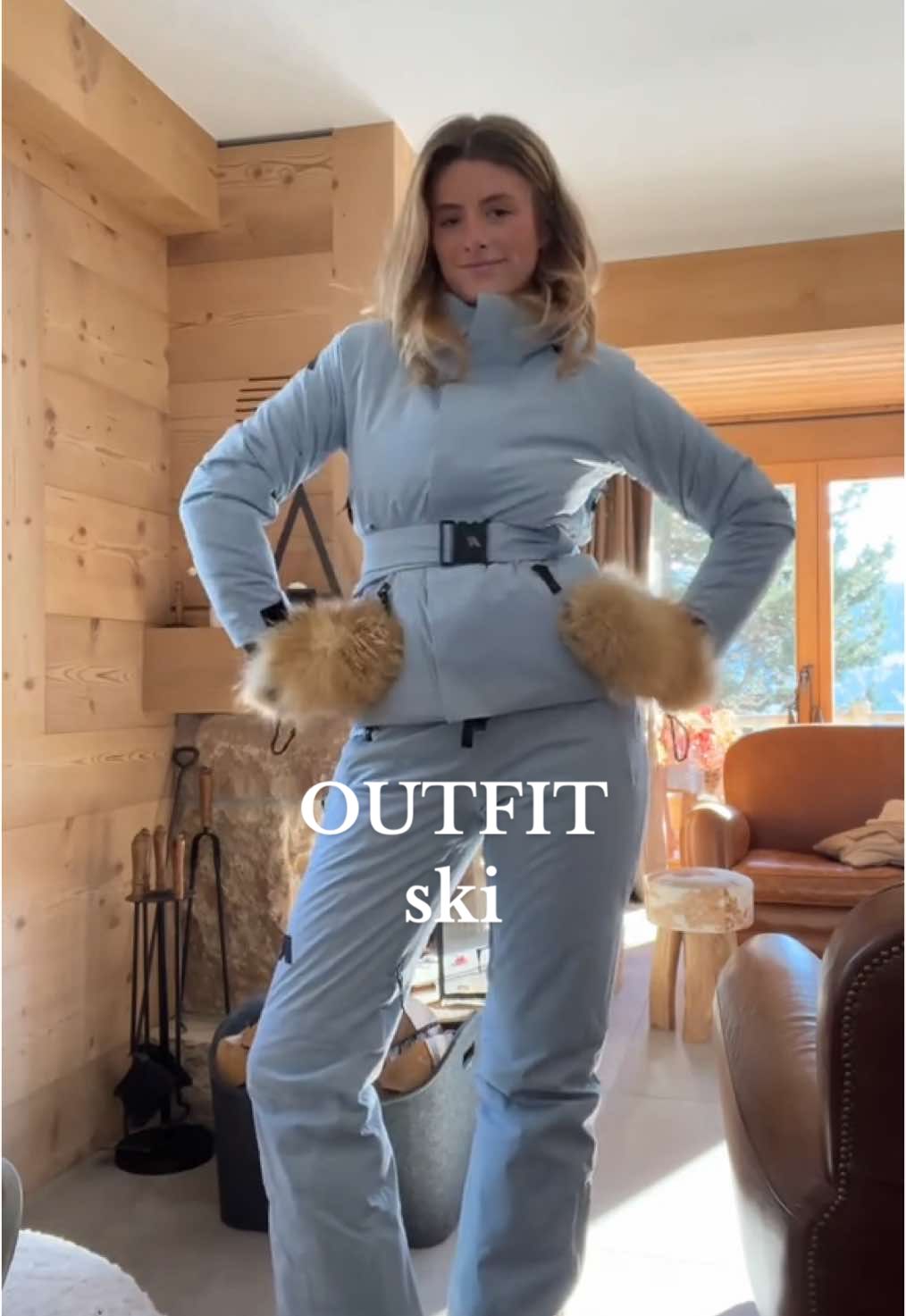 TikTok post by @bloudyyyy_ for K-way. Caption reads: Fan de cet ensemble bleu ciel @K-Way #KWay....