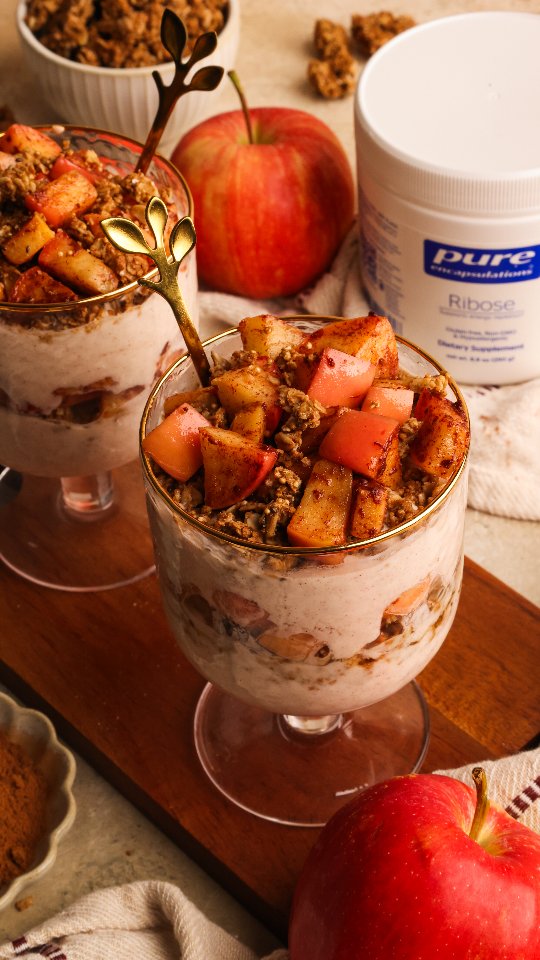 Instagram post by @colorful_superfoodie for Pure Encapsulations. Caption reads: Apple Pie Yogurt Parfait 🍎....