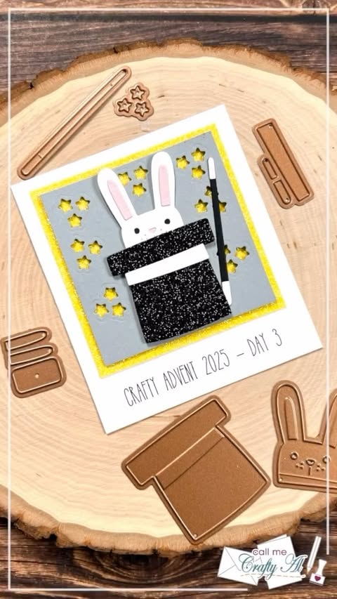 Instagram post by @callmecraftyal for Spellbinders Paper Arts. Caption reads: Day 3 gift and project from the Spellbinders 2025....