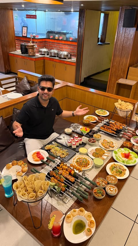 Instagram post by @vlogs_withanjaney for Barbeque Nation. Caption reads: [...] Weekday Buffet in Dehradun? Yes, at Barbeque....