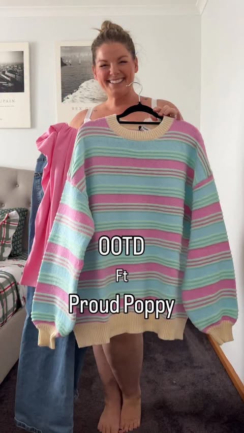 Instagram post by an influencer for Proud Poppy Clothing. Caption reads: [...] thrilled to wear my new @proudpoppyclothing....