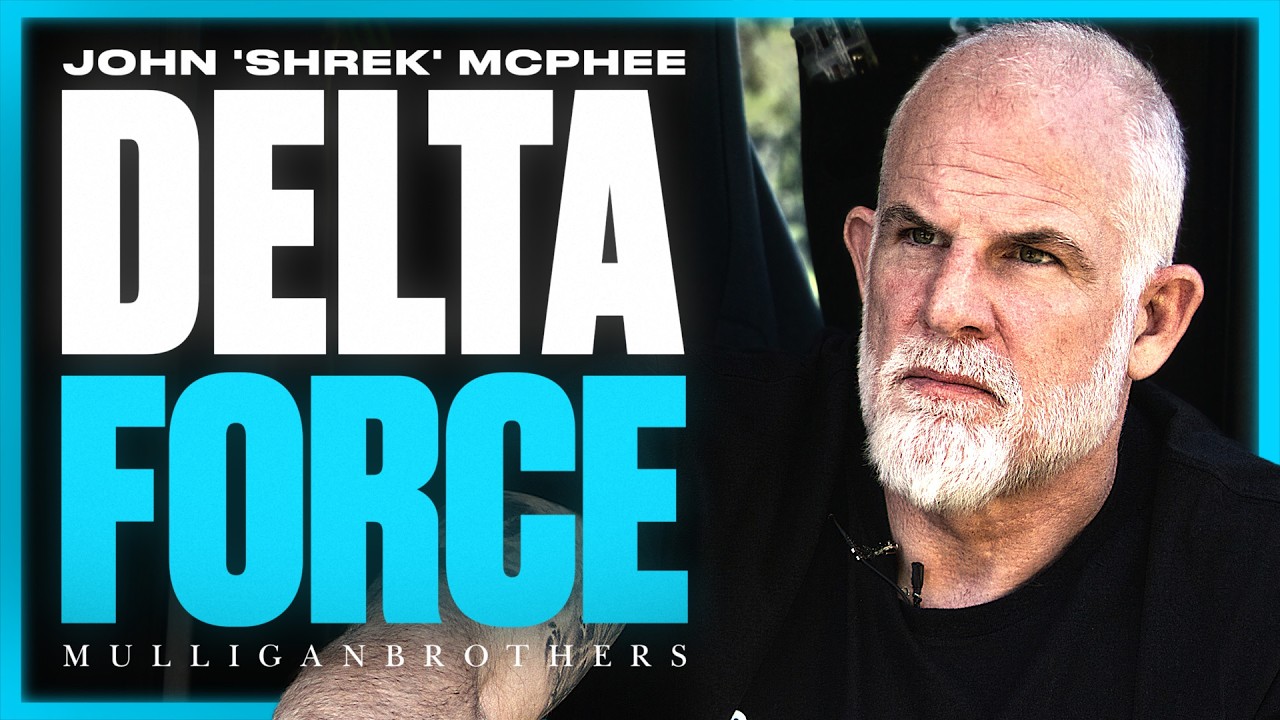 YouTube post by @MulliganBrothersInterviews for Hachette Book Group. Caption reads: Special Forces Legend John ‘Shrek’ McPhee — The....