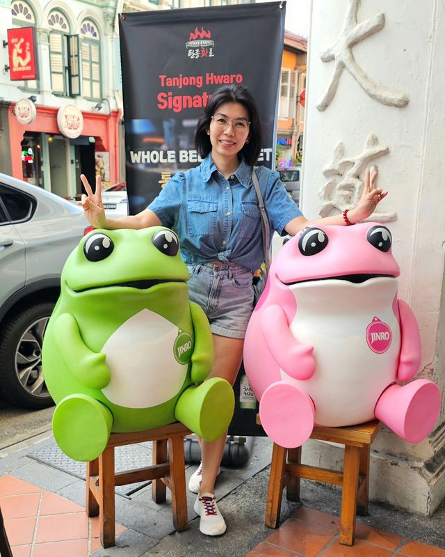 Instagram post by @kayplayground for HiteJinro Global. Caption reads: Mission accomplished on my JINRO TOAD HUNT 🐸! I....