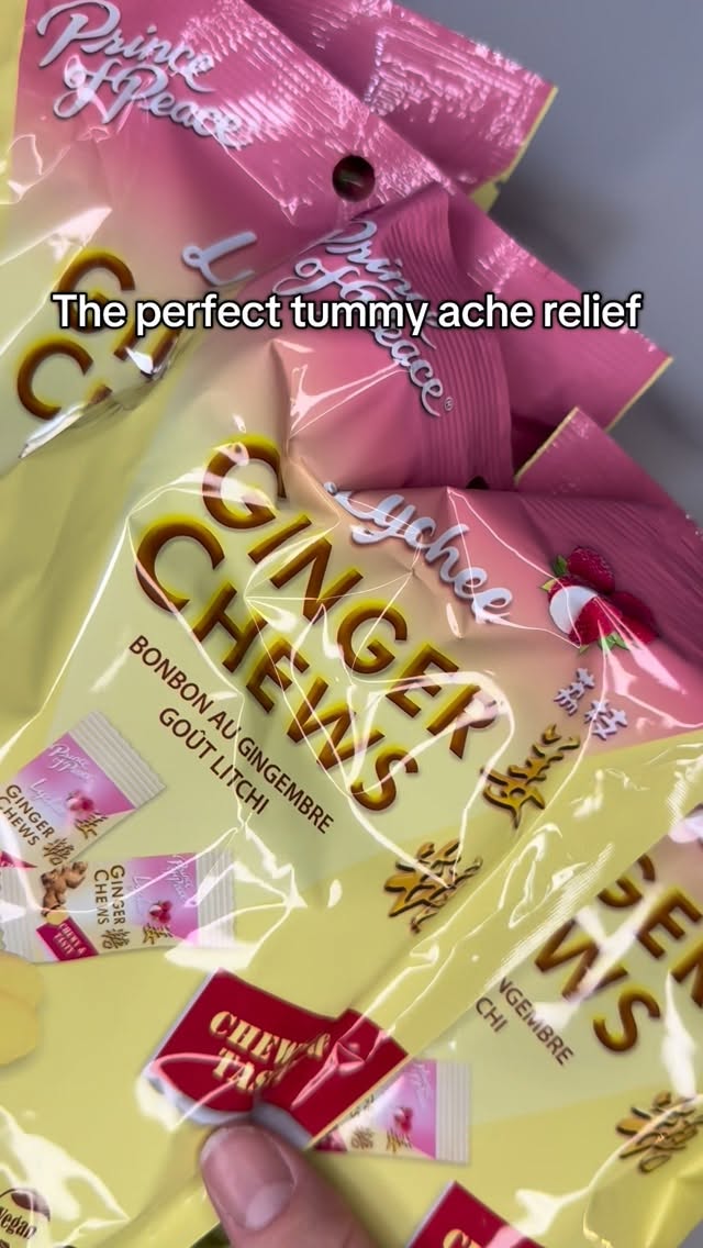 Instagram post by @amelia.the.foodie for Try The World. Caption reads: #ad These Lychee Ginger Chews from....