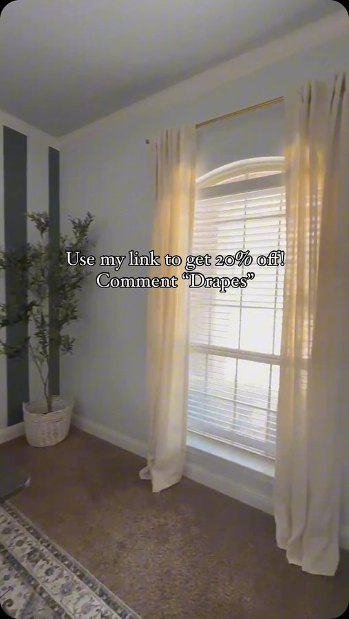 Instagram post by @themomhoodtales for Half Price Drapes. Caption reads: [...] faux linen drapes from @halfpricedrapes are....