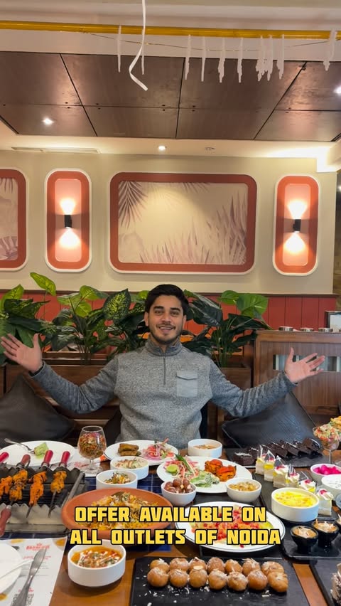 Instagram post by @dr_tabish.rana for Barbeque Nation. Caption reads: Dilli Ka Dilwala Buffet — Weekday Lunch @ Just....