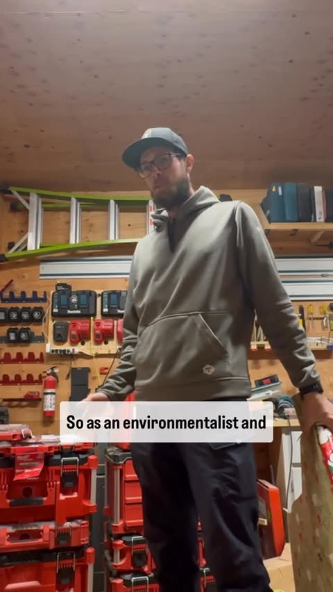 Instagram post by @byronbuilds for Milwaukee Tool. Caption reads: It's time to take responsibility for our planet's....