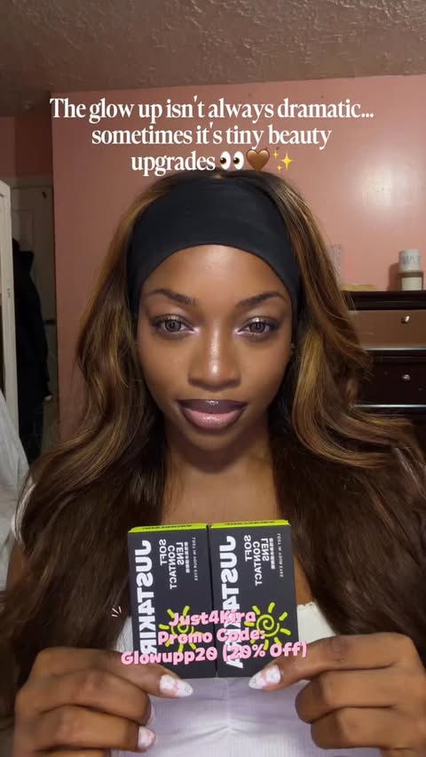 Instagram post by @glowupwithfe for Just4kira. Caption reads: [...] prescription brown contacts from @just4kira....