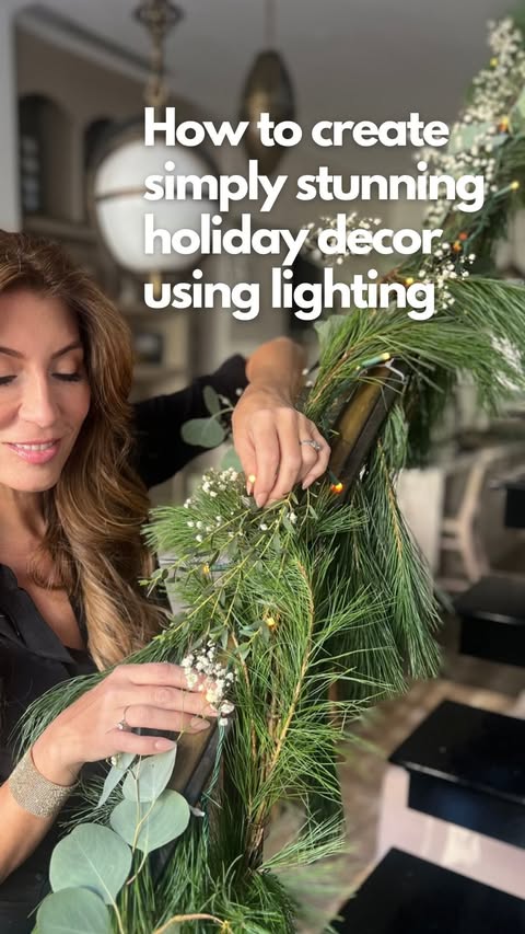 Instagram post by @genevievegorder for Govee. Caption reads: [...] light. Paired with holiday greenery, the....