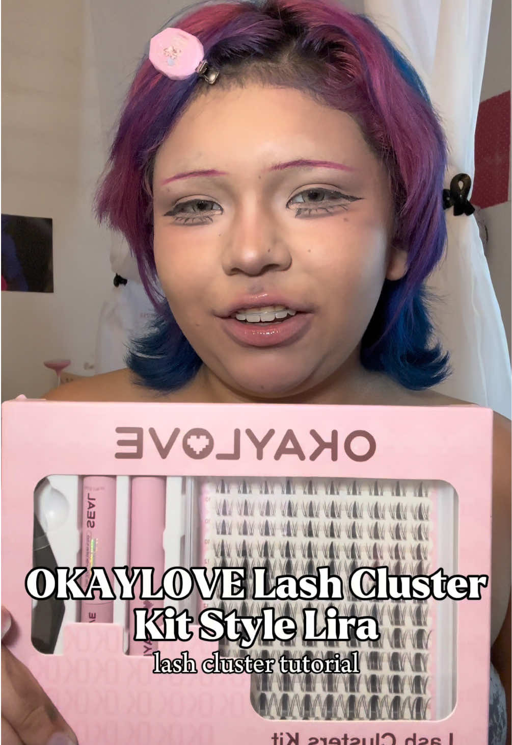TikTok post by @internetnursee for Okay Love Lashes. Caption reads: OKAYLOVE Lash Cluster Kit Tutorial! @OKAYLOVE....