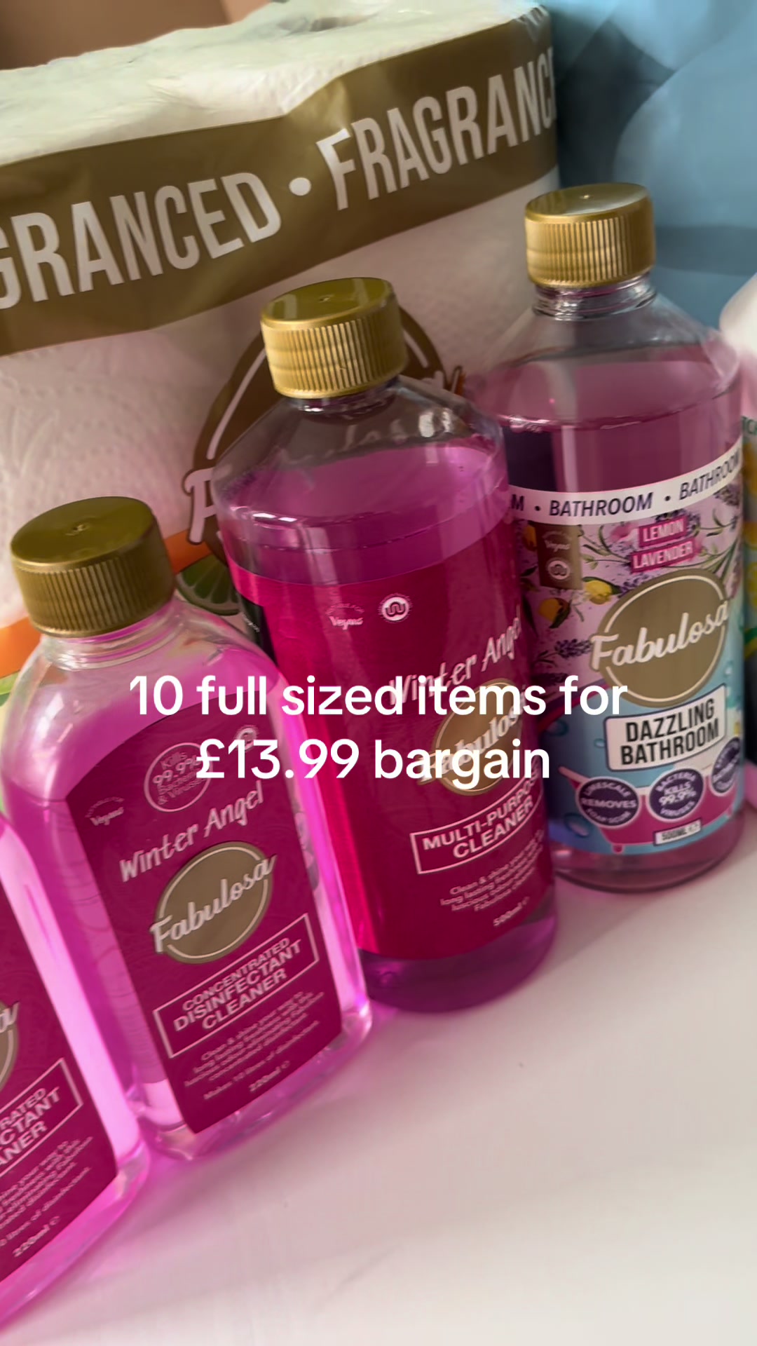 TikTok post by @kirsty.barrett1989 for Fabulosa. Caption reads: @My Fabulosa ultimate scented bundle, the smells....