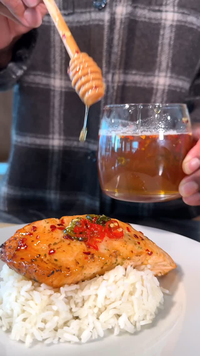 Instagram post by @rappingchef for Windows. Caption reads: Hot Honey Glazed Salmon! 🎤👨🏾‍🍳🎶
 @windows....