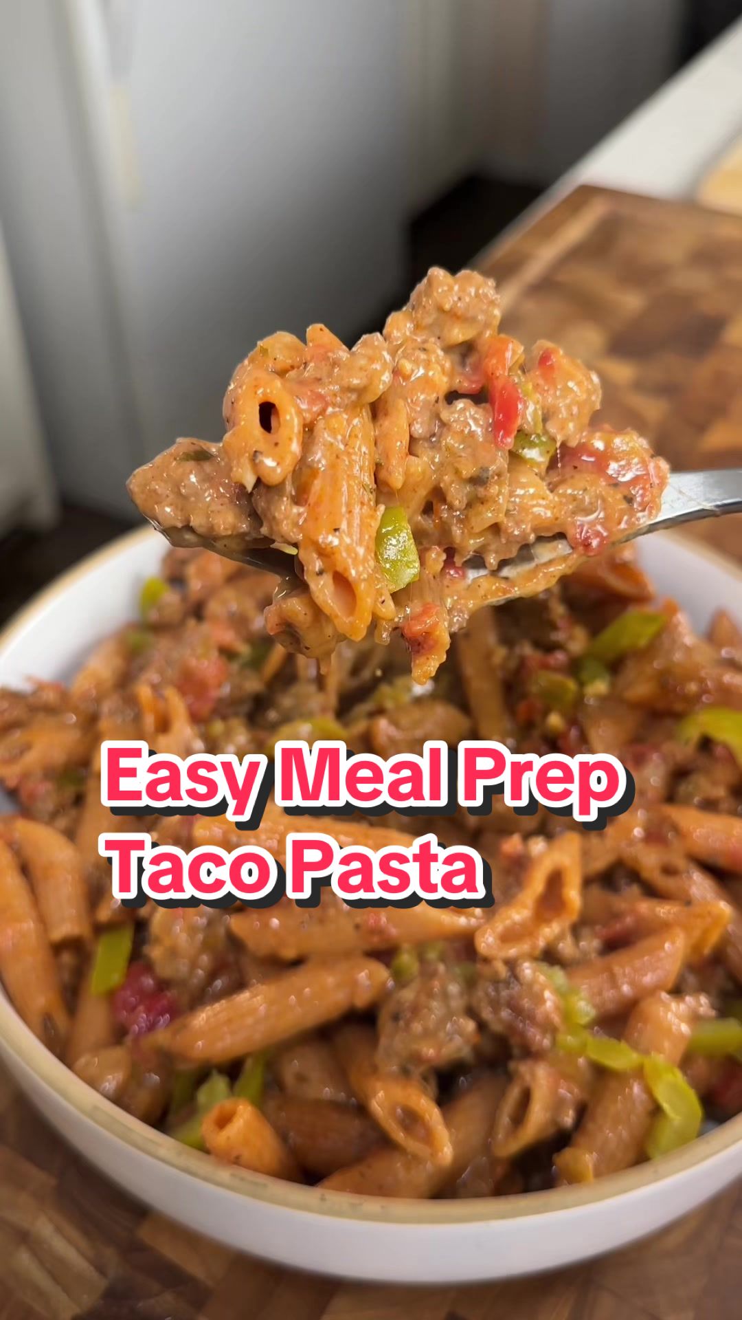 TikTok post by @ice.karimcooks for WeightWatchers. Caption reads: SAVE THIS ‼️Easy 30 minute Taco Pasta for Meal....