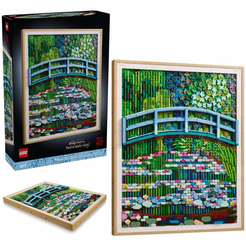 Instagram post by an influencer for Unknown Brand. Caption reads: First peek! LEGO Claude Monet – Bridge over a Pond....