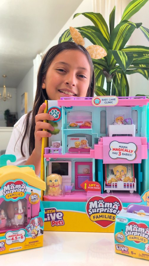 Instagram post by @luianychipman for Moose Toys. Caption reads: Bring Joy Home with Little Live Pets Mama Surprise....