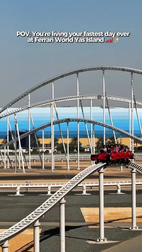 Instagram post by @aisha.reviews for Visit Abudhabi. Caption reads: [...] @yasisland @ferrariworldyasisland....