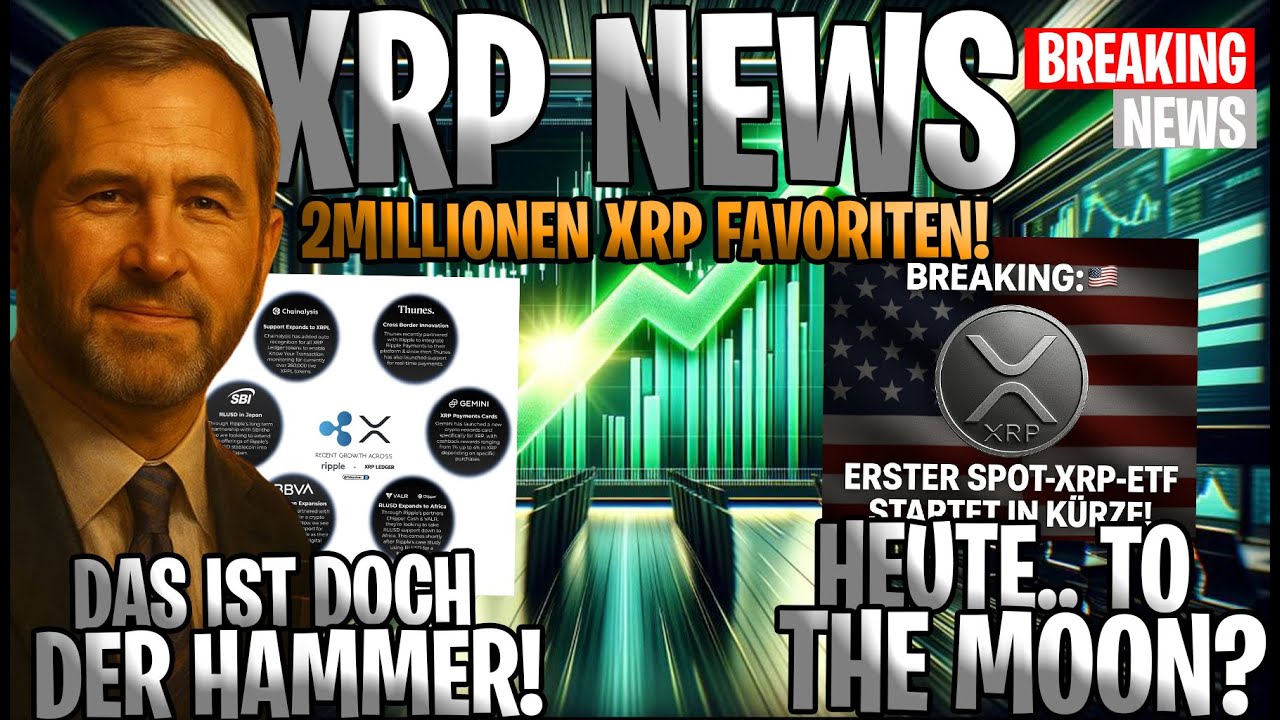 YouTube post by @xrpdeutschland for Ledger. Caption reads: 💥XRP NEWS – TODAY to the MOON 🚀 2 million XRP....