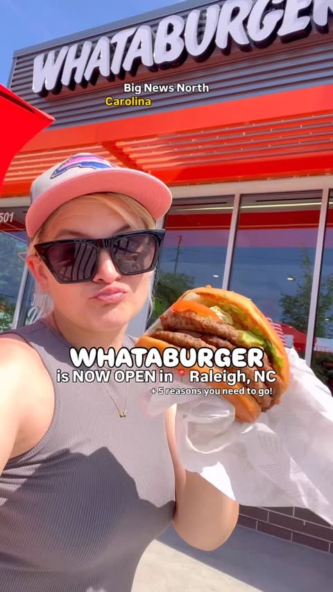 Instagram post by @nctraveleats for Whataburger. Caption reads: ✨BIG NEWS BURGER LOVERS OF NC✨🍔 @whataburger....