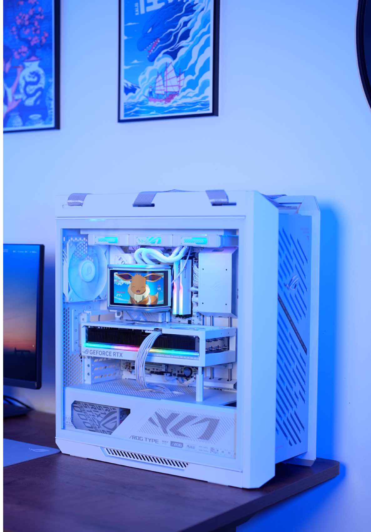 TikTok post by @helenaclaris for NVIDIA GeForce. Caption reads: [...] RTX™ 5080 16Go WHITE OC ☁️🫧 @NVIDIA GeForce....