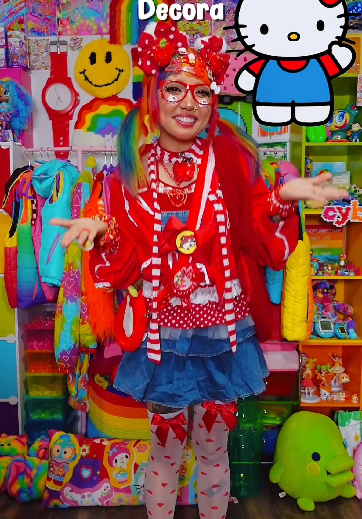 TikTok post by @cybr.grl for Sanrio. Caption reads: @Official Sanrio inspired Decora outfits with....