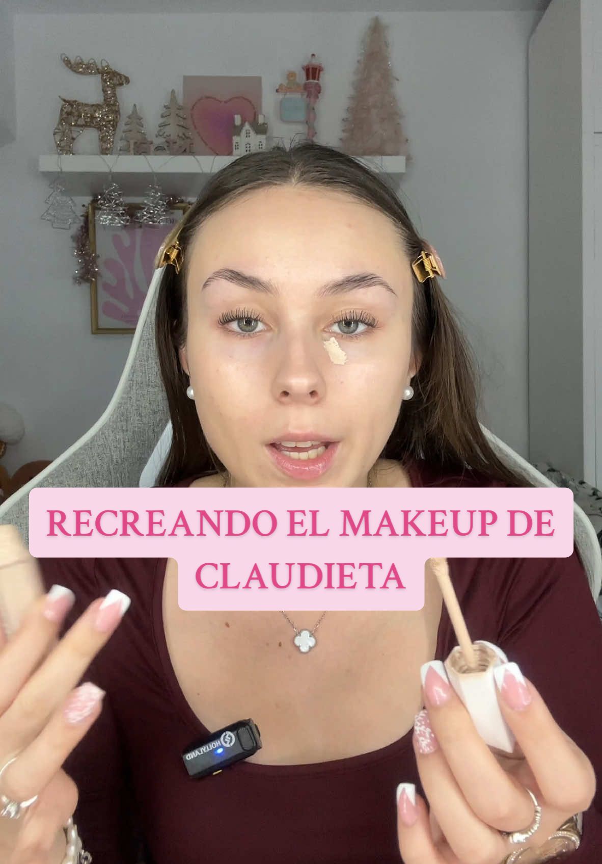 TikTok post by @ariadnalato for Bourjois. Caption reads: Recreando el maquillaje de @Claudieta🌟 🌸👱🏼‍♀️....