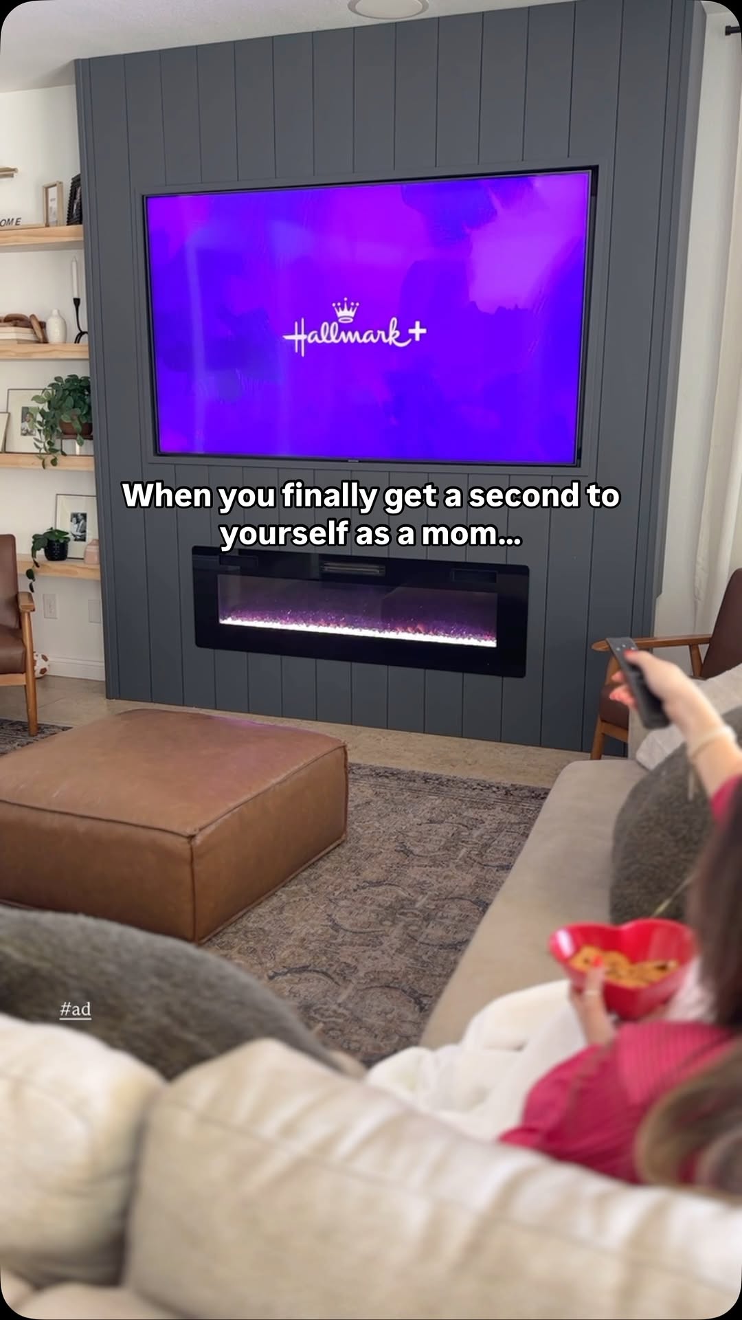 Instagram post by @cassscroggins for Hallmark. Caption reads: #ad Me-time with perks! @hallmarkplus is making it....