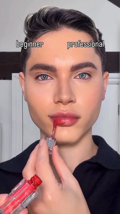 Instagram post by @natan.kamla for TIRTIR. Caption reads: Beginner vs professional lips 🤯 which side do you....