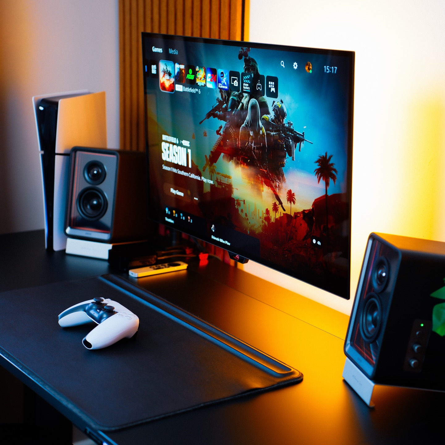 Instagram post by @joinfaizanj for EDIFIER. Caption reads: My new gaming setup featuring @edifier_global QR65....