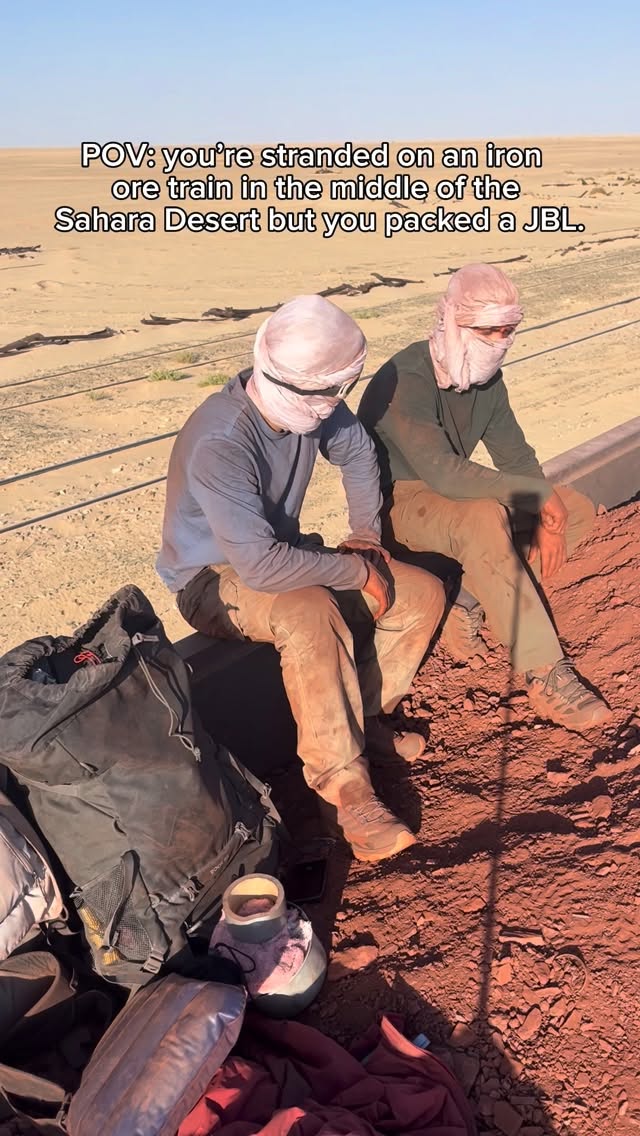 Instagram post by @scruff_brotherss for JBL. Caption reads: No trending audio, just two brothers stranded in....