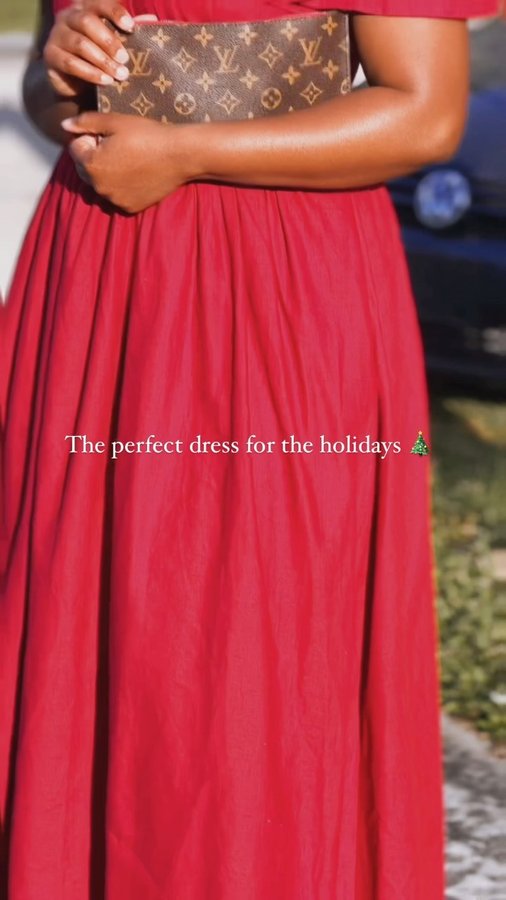 Instagram post by @tammyjay07 for Poet Dresses. Caption reads: The Hymn Dress in Red Wine @poetdresses is the....