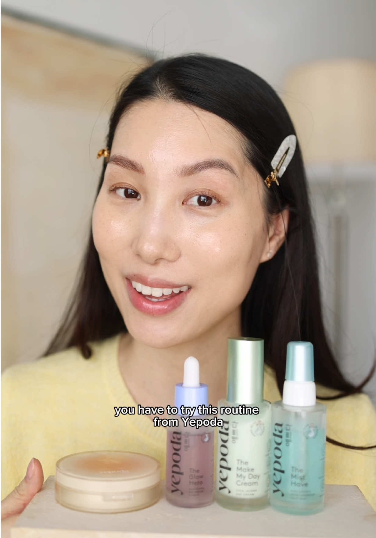 TikTok post by @chrishanxoxo for Yepoda. Caption reads: Glass-skin but make it easy ✨I’ve been using these....