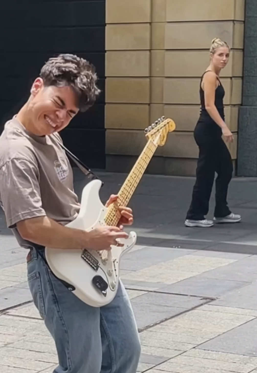 TikTok post by @andryelguitar for Fender. Caption reads: People probably think I’m crazy… I just really....