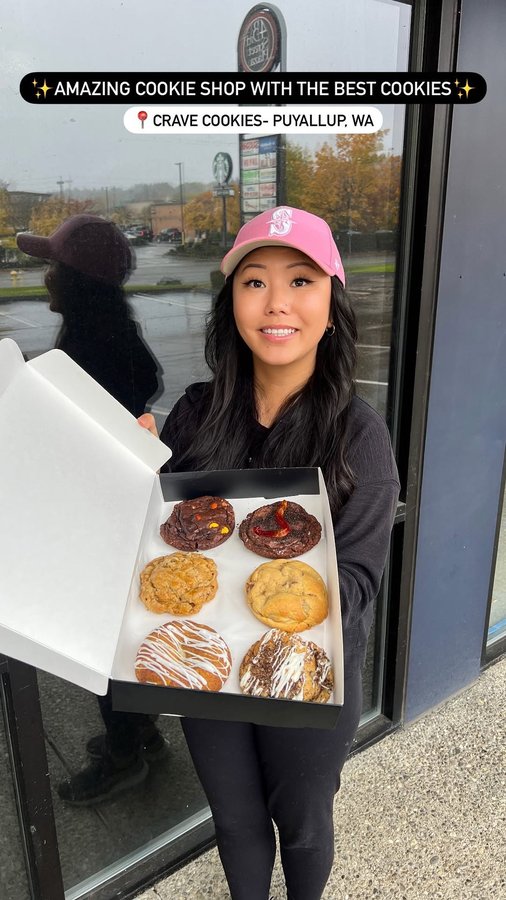 Instagram post by @seattle.food.diva for Crave Cookies. Caption reads: [...] flavors every week! Today we’re....