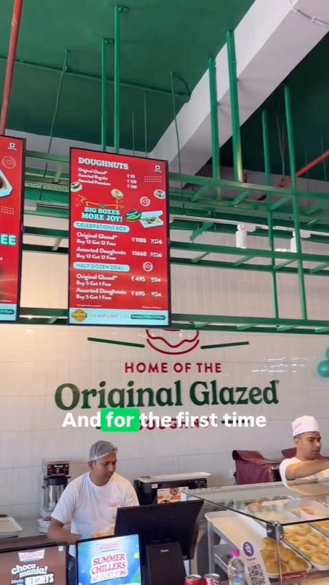 Instagram post by @suraiyadivyanisoni for Krispy Kreme Doughnuts. Caption reads: Not just a Doughnut store it is a whole new....