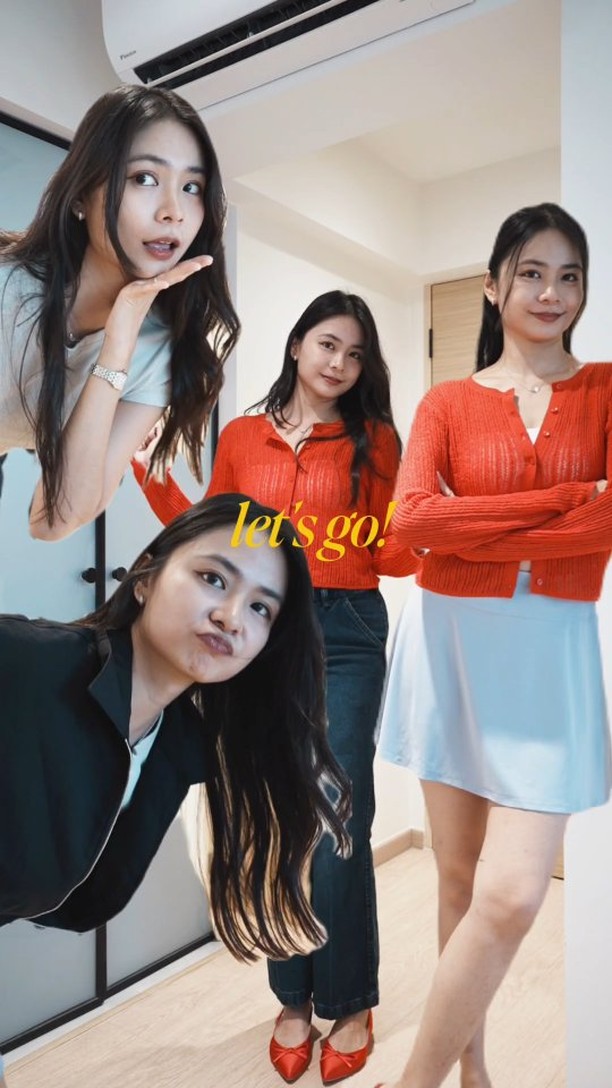 Instagram post by @xinlinnn for GU. Caption reads: Some quick, simple and versatile outfits I put....