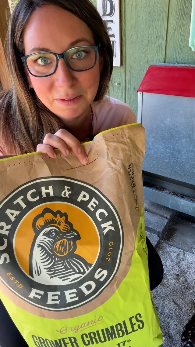 Instagram post by @purelychickens for Scratch and Peck Feeds. Caption reads: Molting season is hard on chickens and they need....