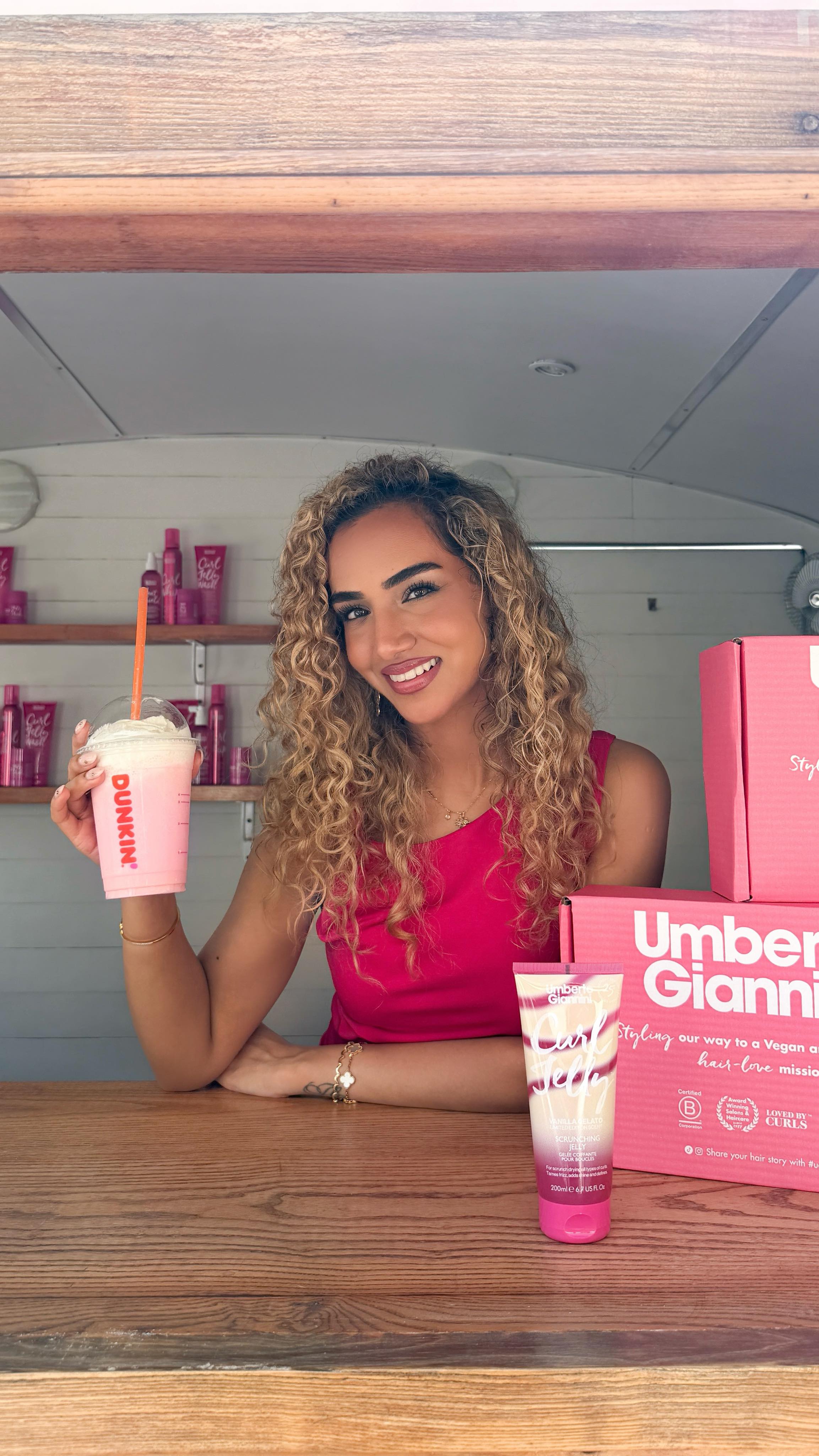 Instagram post by @gehnaadvani for UMBERTO GIANNINI. Caption reads: Umberto Giannini GIVEAWAY + Curl Cafe pop-up in....