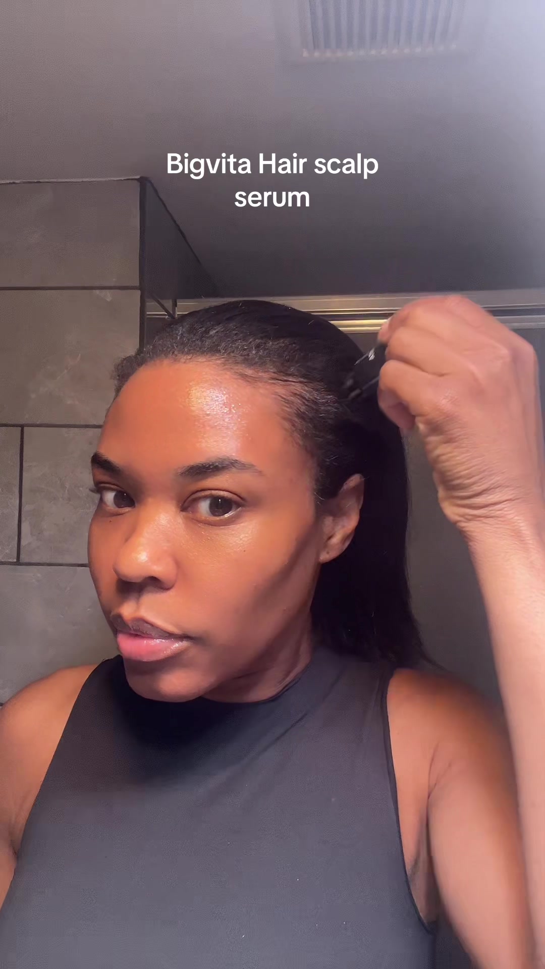 TikTok post by @dallassocialbutterfly for Bigvita. Caption reads: Healthy hair starts at the scalp with @BIGVITA -....