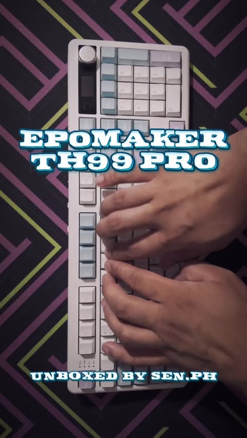 Instagram post by @samuelnarbuada for Epomaker. Caption reads: @EPOMAKERkeyboard TH99 PRO with EPOMAKER Sea Salt....