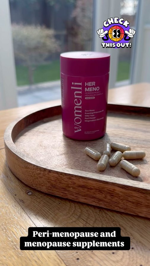 Instagram post by @glam_vegan for Womenli Supplements. Caption reads: 🌟 Vegan Peri-menopause and Menopause....