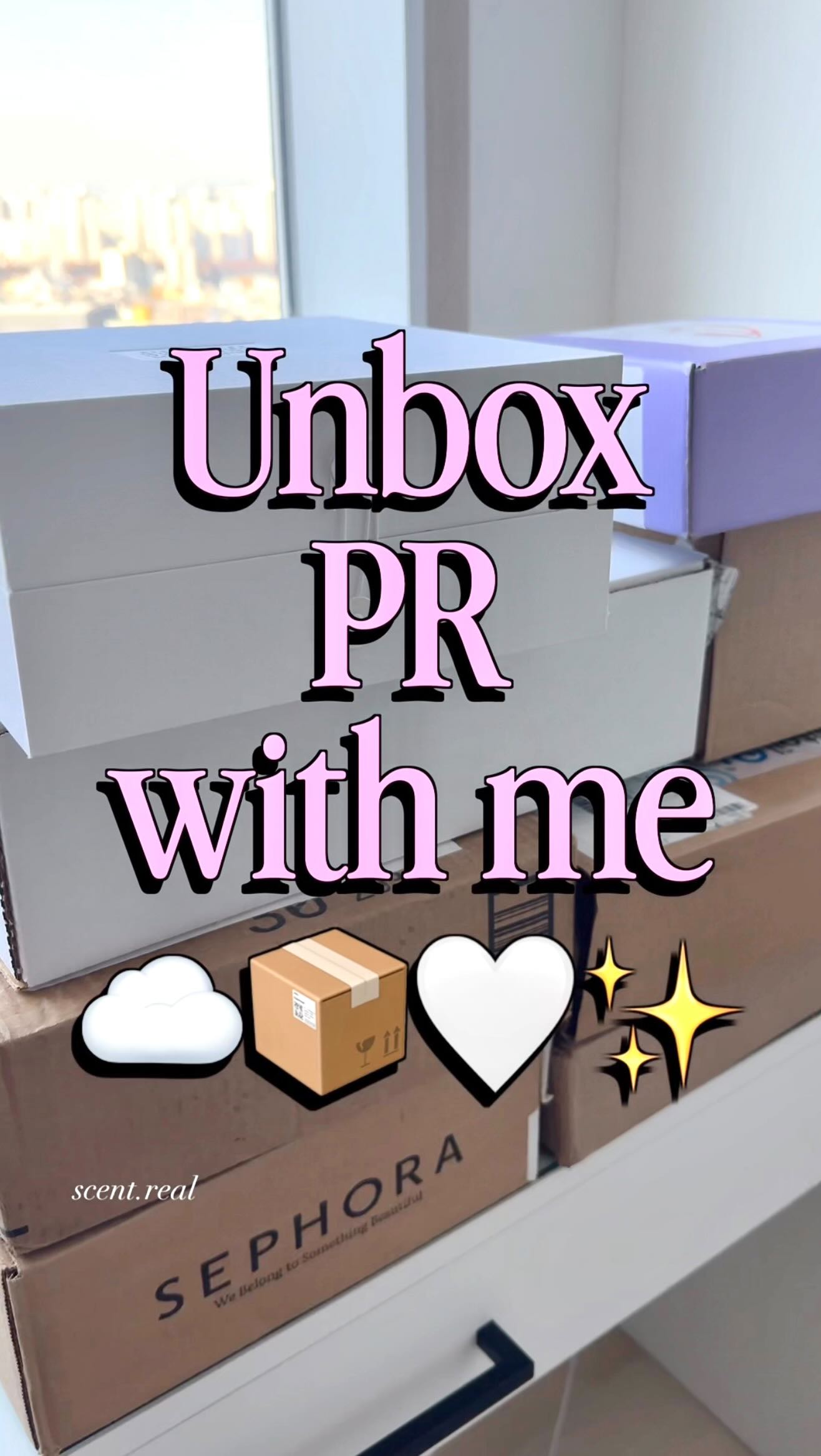 Instagram post by @scent.real for Prada Beauty. Caption reads: Feeling beyond grateful — just unwrapped some of....