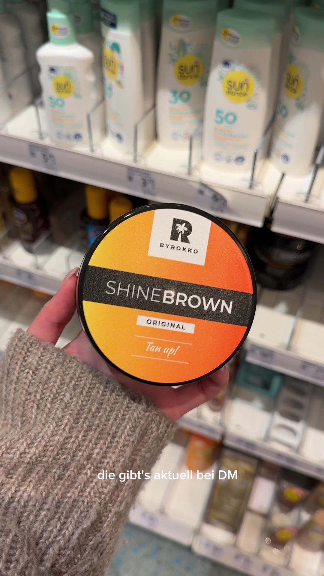 TikTok post by @shaniceschell for ROSSMANN. Caption reads: große empfehlung! 🧡 @BYROKKO | ShineBrown....