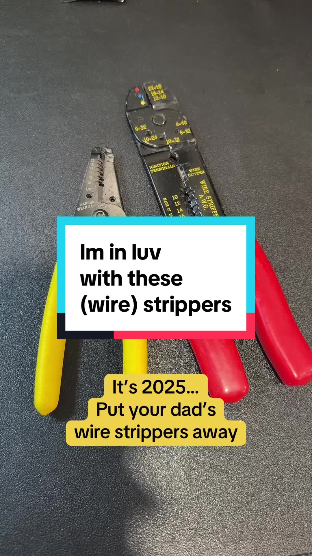TikTok post by @makebuilddad for TESMEN. Caption reads: [...] in luv with these (wire) strippers from....
