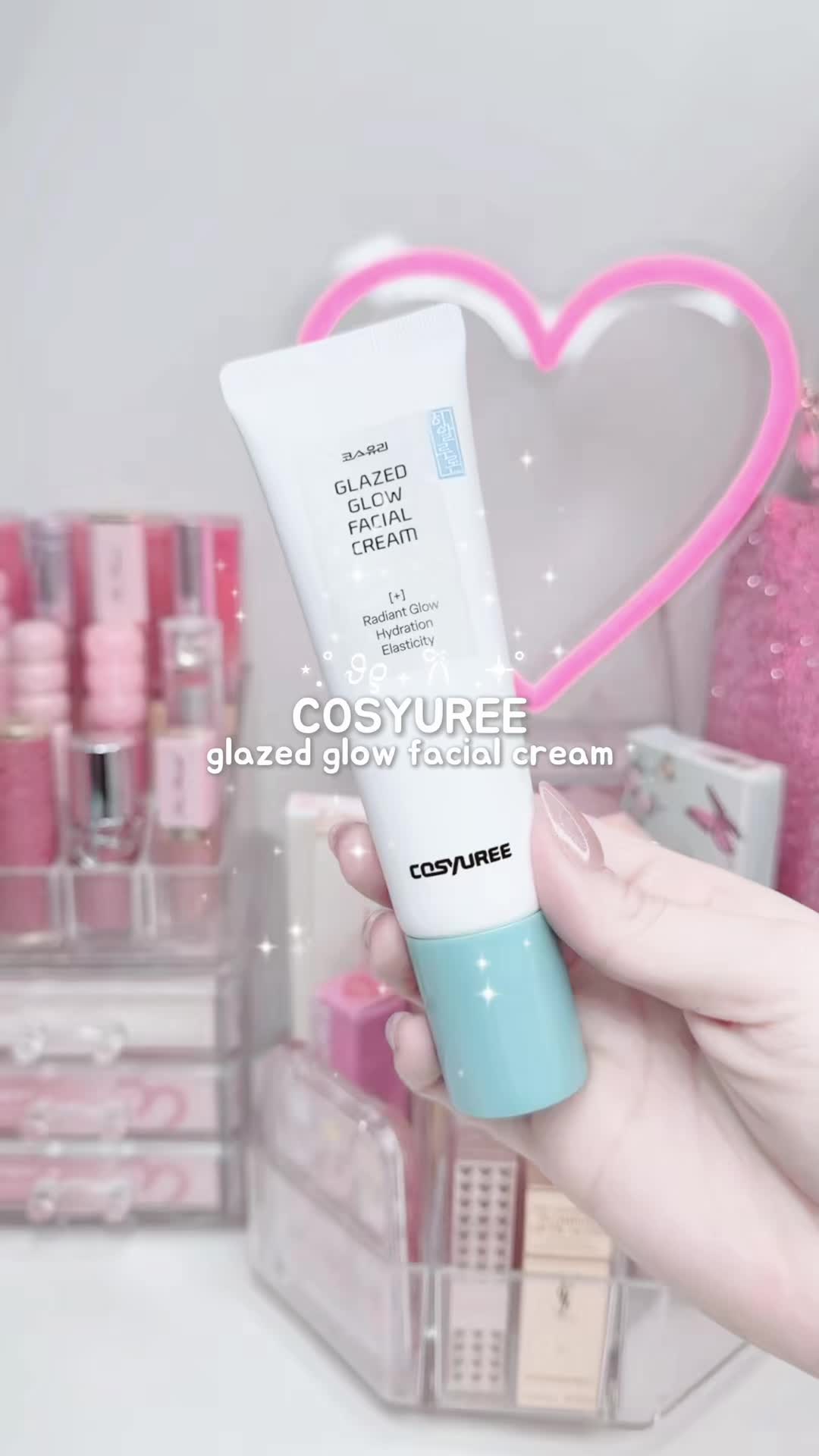 TikTok post by @katie_rosee_ for Cosyuree. Caption reads: @Cosyuree. #glowingskin #fyp #LuminousGlow [...].