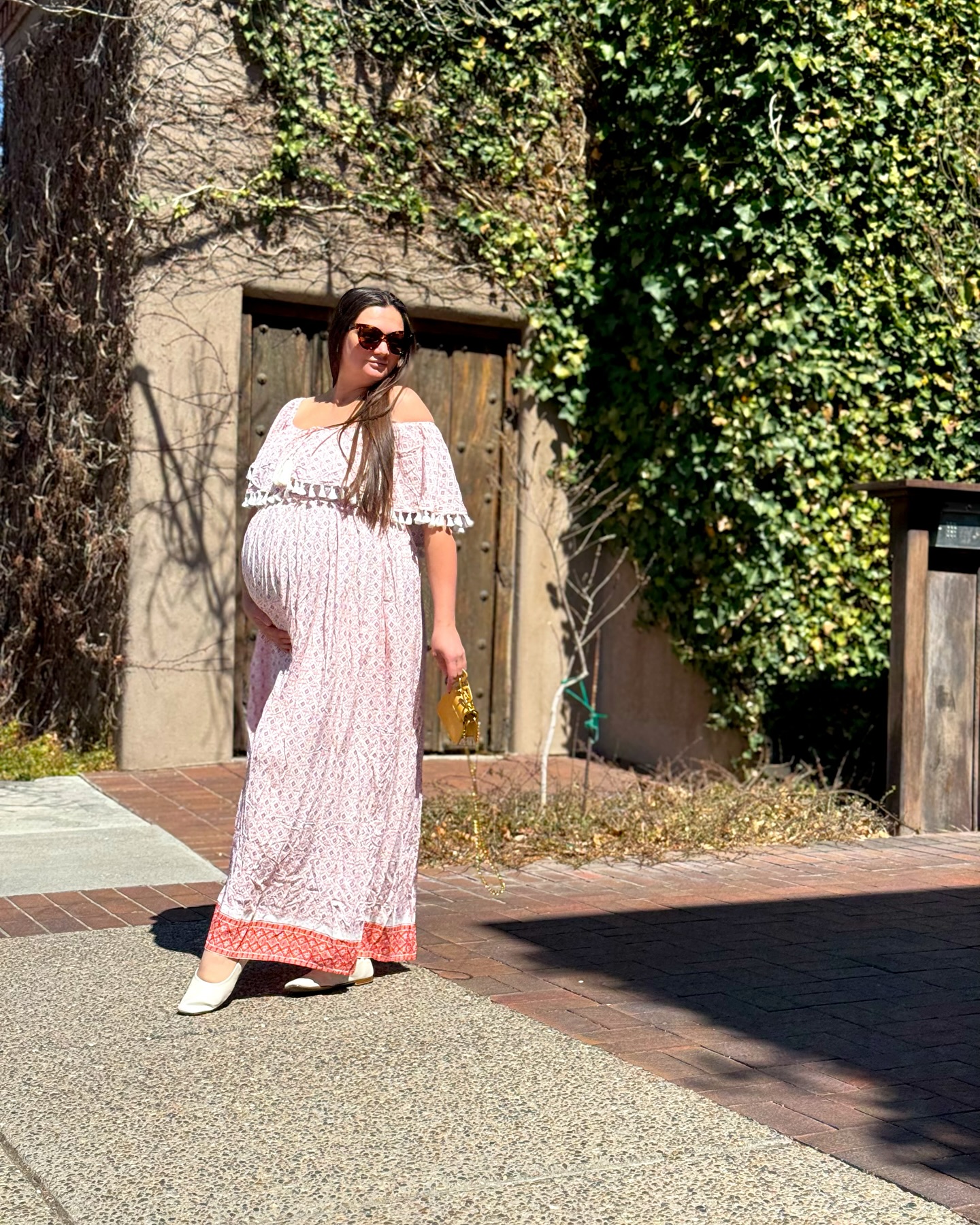 Instagram post by @memissgirl for PinkBlush Maternity. Caption reads: Embrace the glow of motherhood with elegance— ....