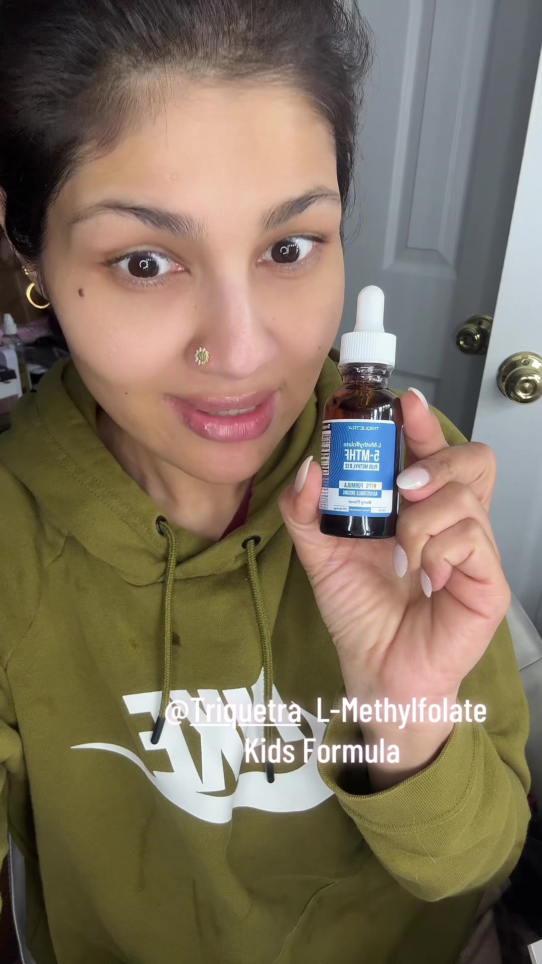 TikTok post by @makeuplaveena for Triquetra Health. Caption reads: @Triquetra Kids Formula!  #triquetrasupplements....