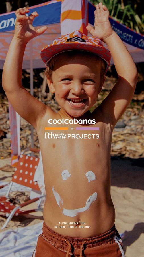 Instagram post by @julian_wilson for Coolcabanas. Caption reads: [...] colour. ☀️ 🌊 🍉 @rivvia.projects X....