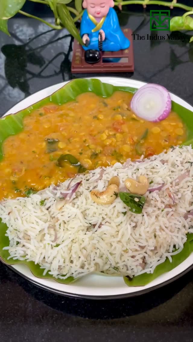 Instagram post by @ranjus_flavours for The Indus Valley. Caption reads: Simple dal 🫶🏻
💚 The Indus Valley: 100% Healthy....