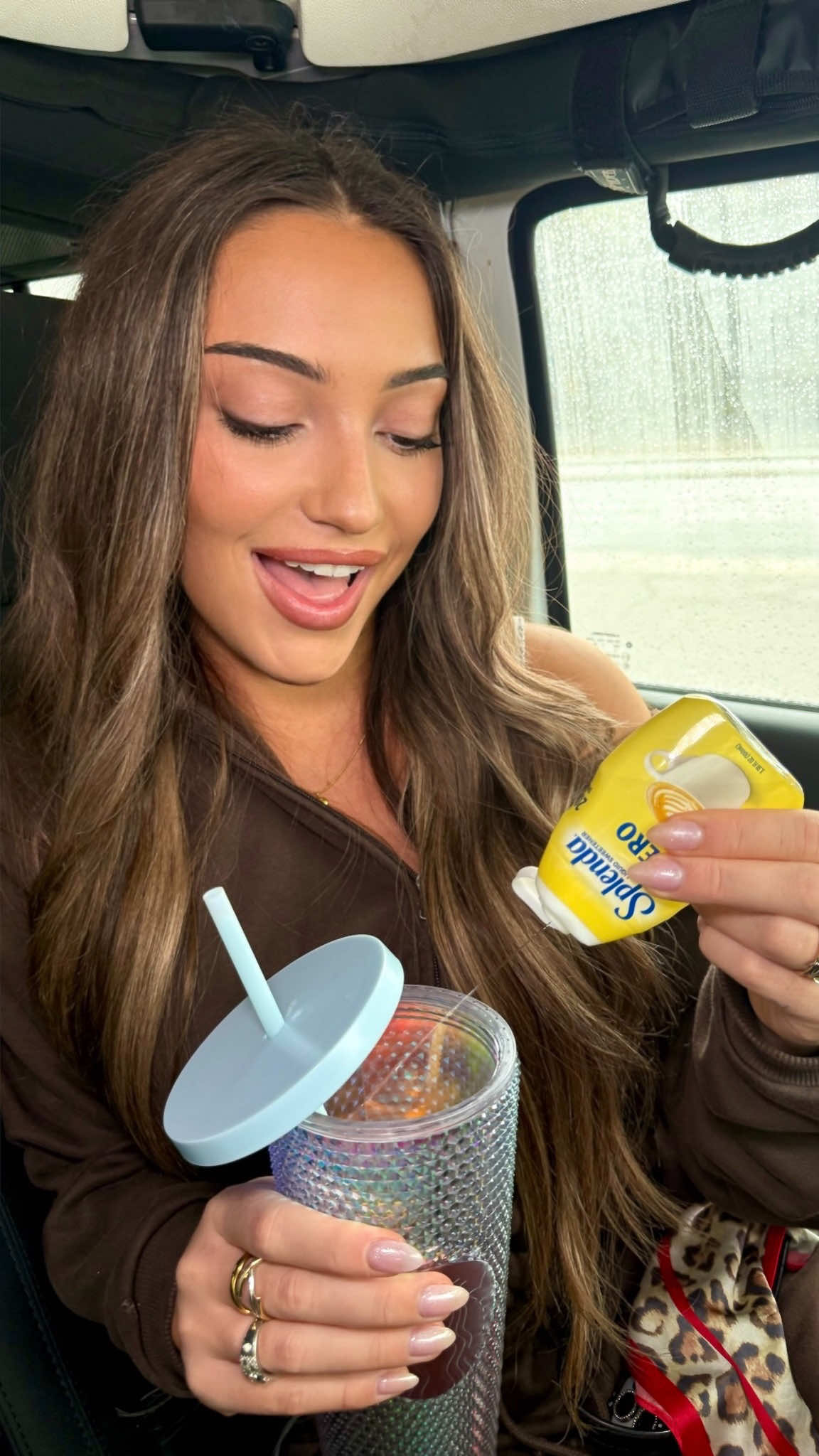 TikTok post by @jadenashleyd for Splenda. Caption reads: Quick tea break with my bestie 💛 Diabetic or not,....